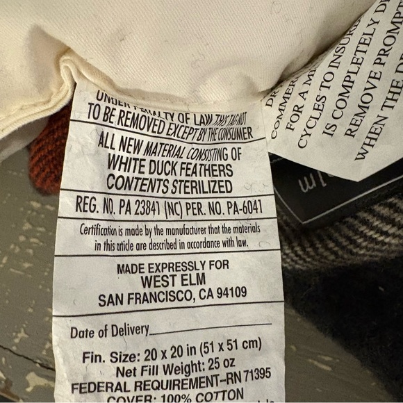 West Elm + Faribault Woolen Mill Collaboration Pillow Cushion Wool Navy Plaids - Picture 4 of 4